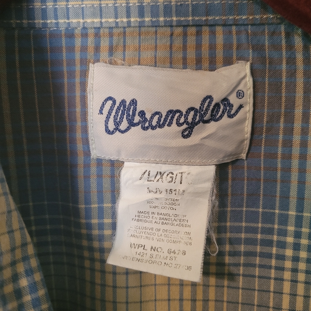 Wrangler vintage mens plaid western cowboy snap down shirt - XL.         L50 - Picture 5 of 9